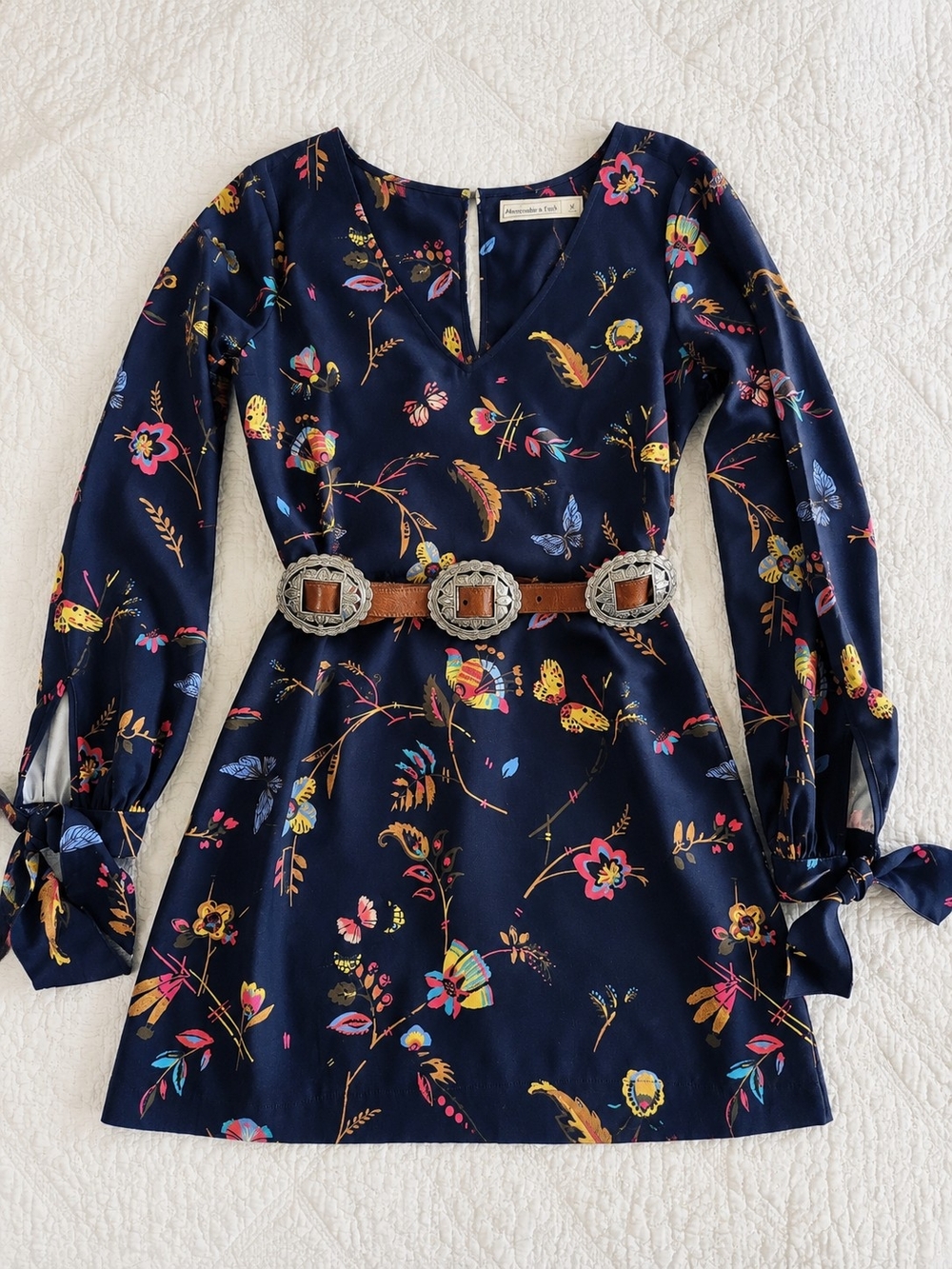 Abercrombie & Fitch Navy Floral-Print V-Neck Tunic